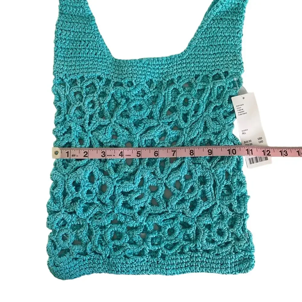 Urban Outfitters Monaco Blue Raffia Hobo Beach Vacation Bohemian Style Bag NWT